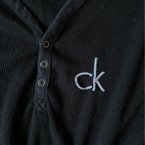 🌿🦋 Calvin Klein Sleepwear Henley Ribbed Sleep Shirt - Picture 3 of 5